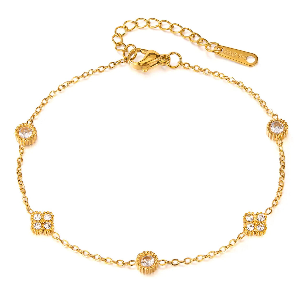 18K Gold - Plated Titanium Steel Inlaid Zircon Bracelet - Coolpeacock