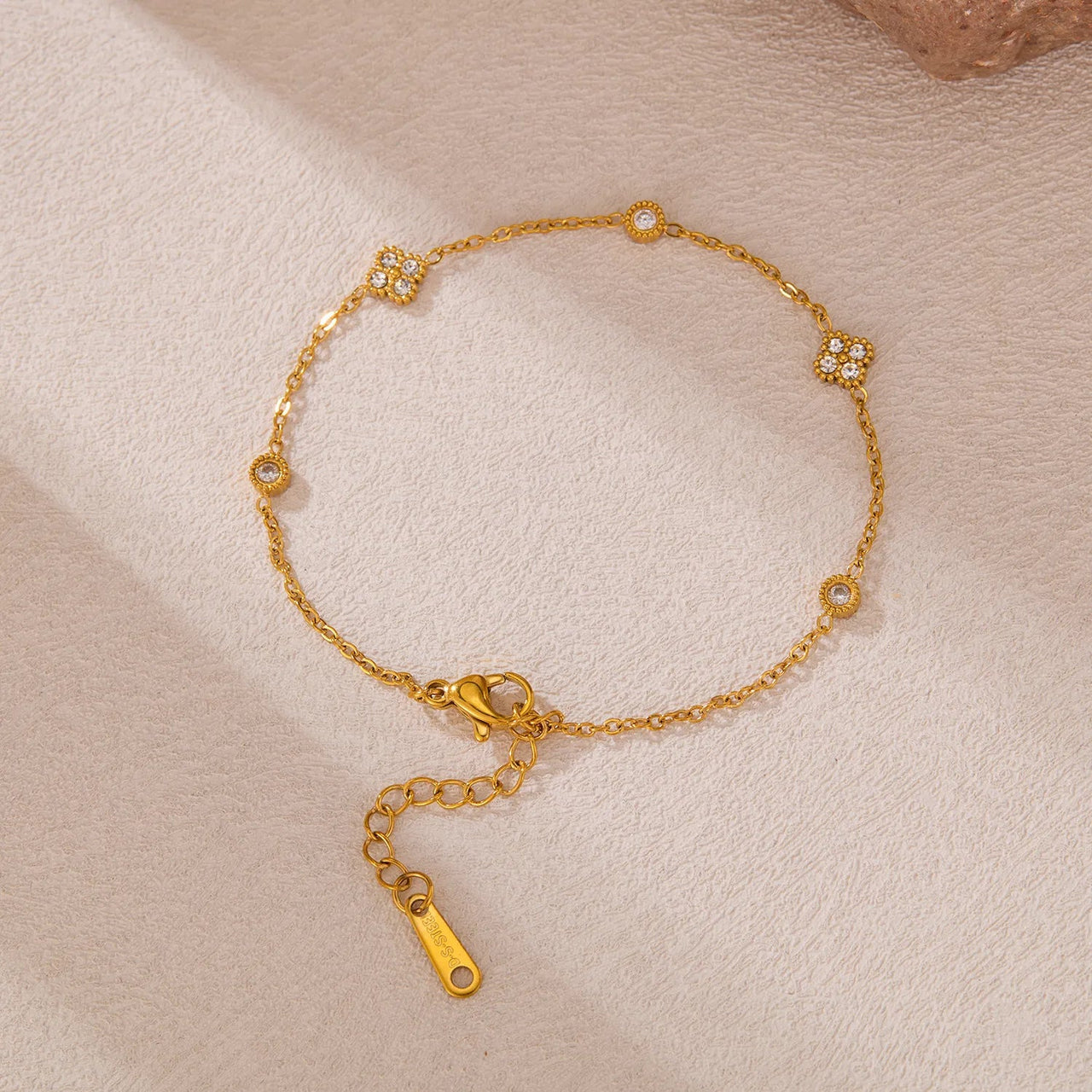 18K Gold - Plated Titanium Steel Inlaid Zircon Bracelet - Coolpeacock