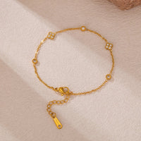 18K Gold - Plated Titanium Steel Inlaid Zircon Bracelet - Coolpeacock
