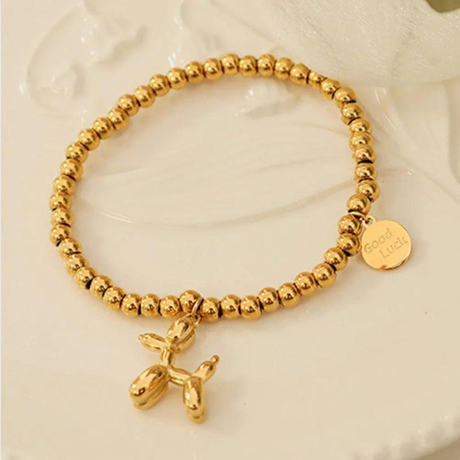 18K Gold - Plated Titanium Steel Puppy Shape Charm Bracelet - Coolpeacock