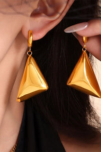 18K Gold - Plated Triangle Dangle Earrings - Coolpeacock