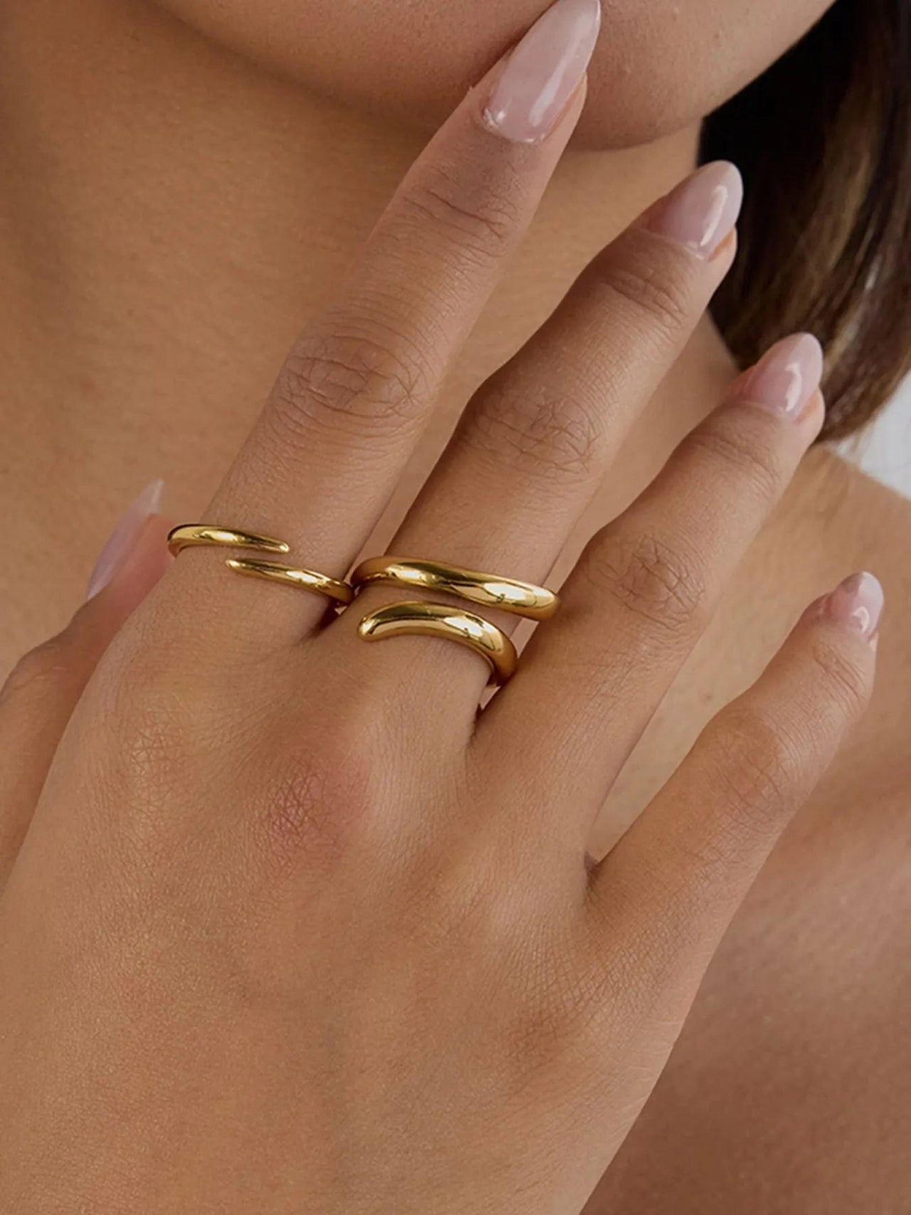 18K Gold - Plated Wide Bracelet and Ring Jewelry Set - Coolpeacock