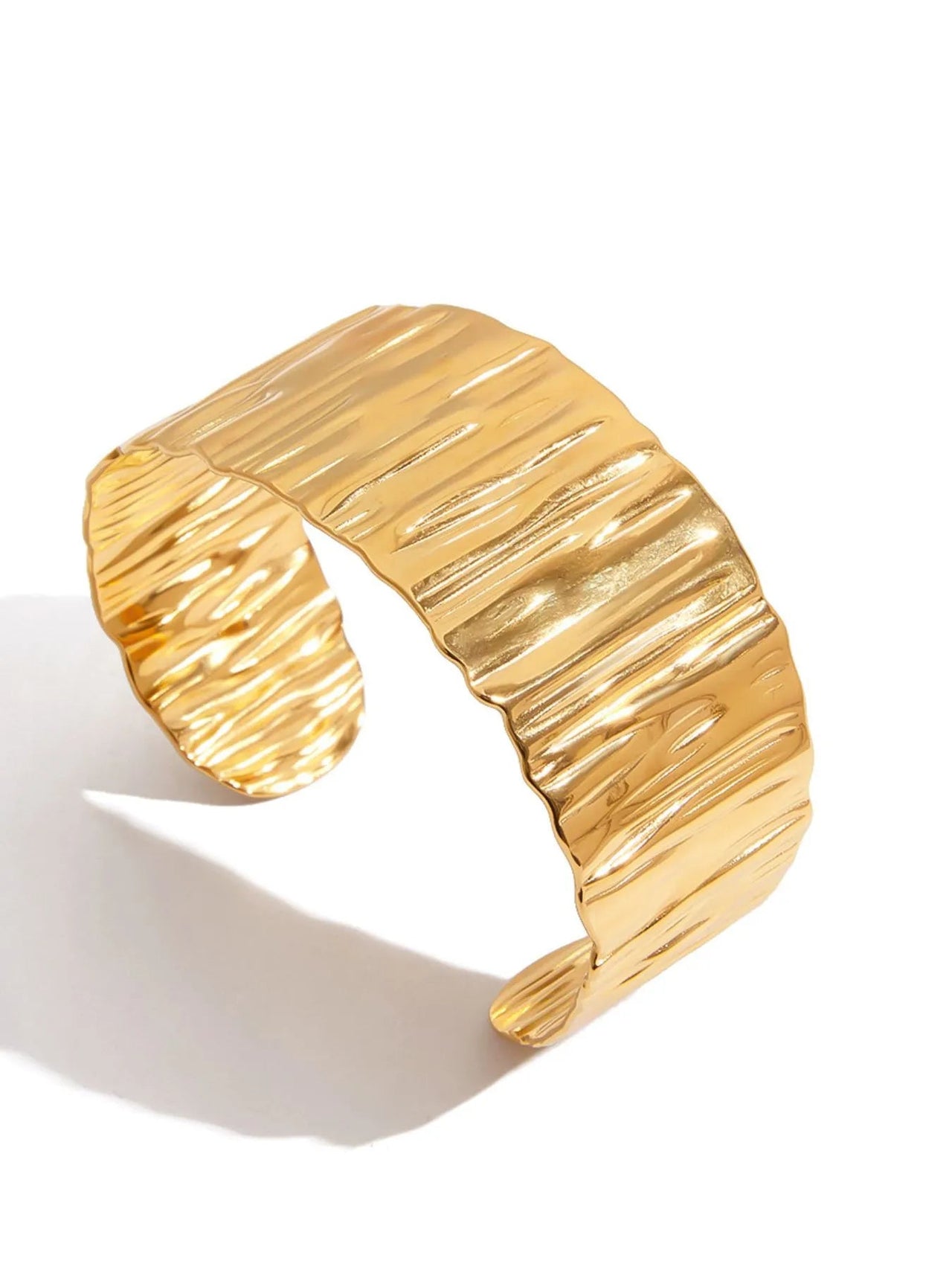 18K Gold - Plated Wide Bracelet and Ring Jewelry Set - Coolpeacock