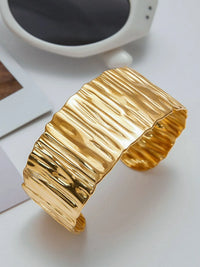 18K Gold - Plated Wide Bracelet and Ring Jewelry Set - Coolpeacock