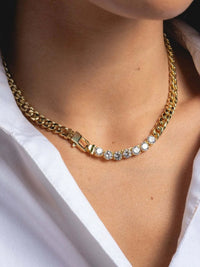 18K Gold - Plated Zircon Necklace and Bracelet Jewelry Set - Coolpeacock