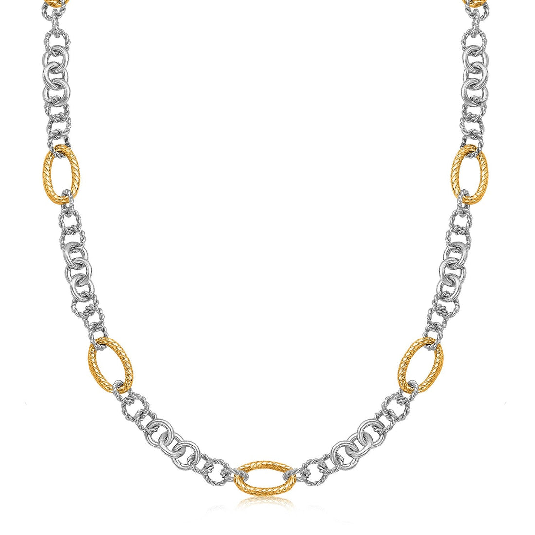 18k Yellow Gold and Sterling Silver Rhodium Plated Multi Style Chain Necklace - Coolpeacock