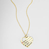 Engraved Heart Name Necklace Custom Family Birthstone Mom Necklace S925 Silver