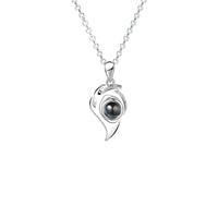 Custom Heart Couple Projection Necklace Magnetic Pendant S925 Silver
