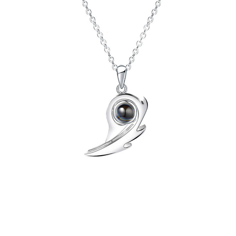 Custom Heart Couple Projection Necklace Magnetic Pendant S925 Silver