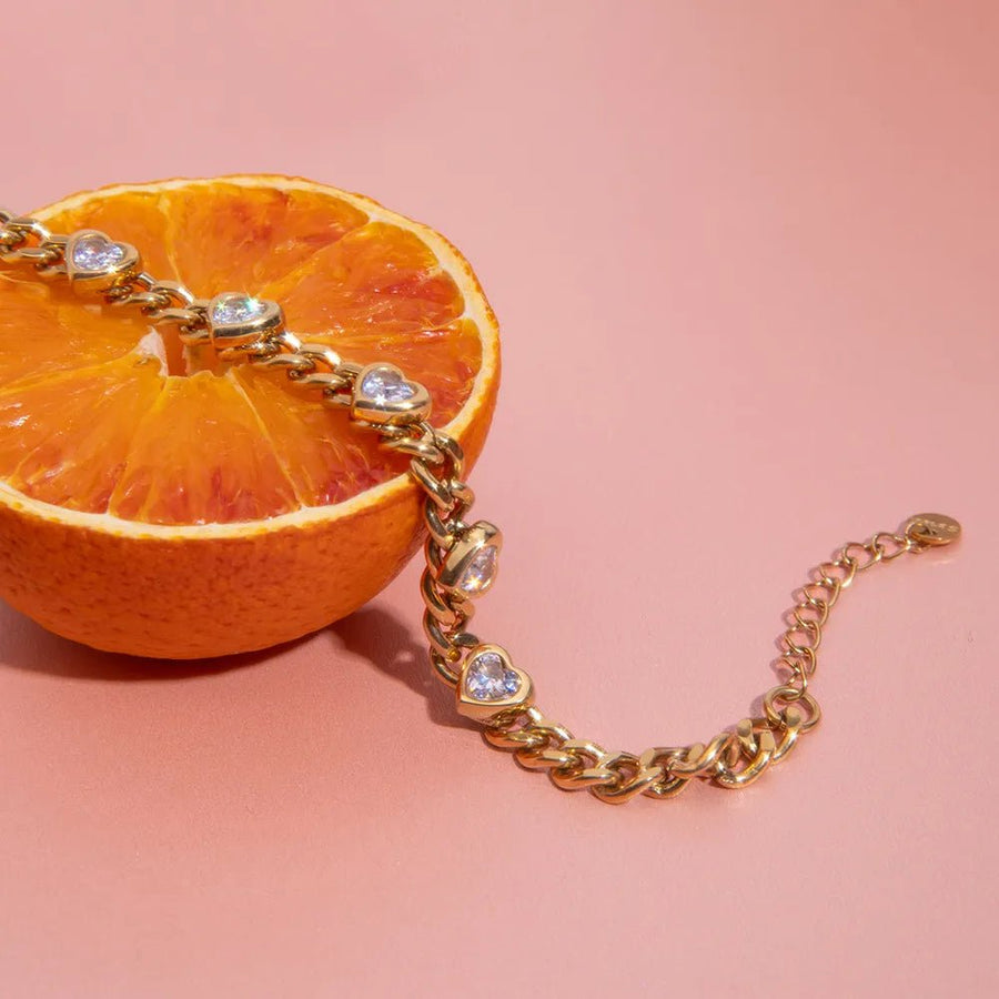 5 - Piece 18K Gold - Plated Stainless Steel Inlaid Zircon Bracelet - Coolpeacock