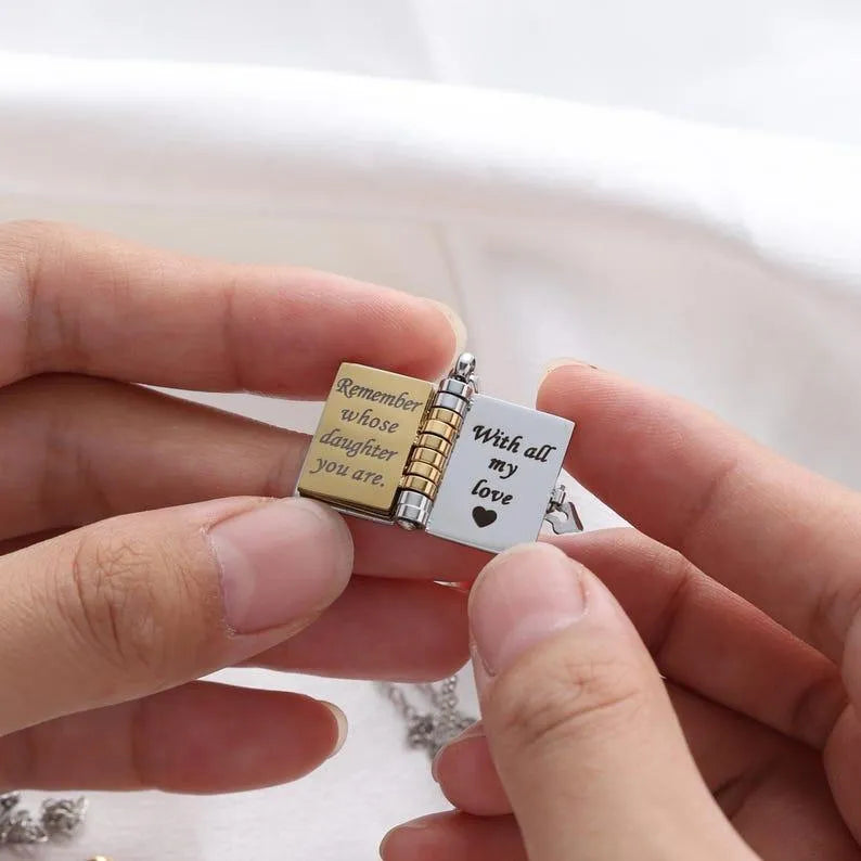 Personalized My Little Star Book Necklace – A Letter to My Daughter in a Locket, Adjustable Pendant with Message Inside, Meaningful Jewelry