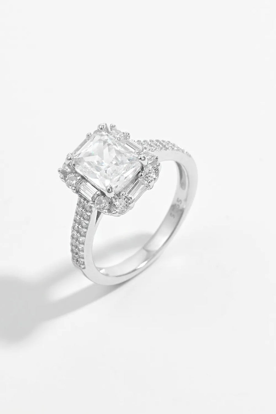 925 Sterling Silver Inlaid Zircon Square Ring - Coolpeacock