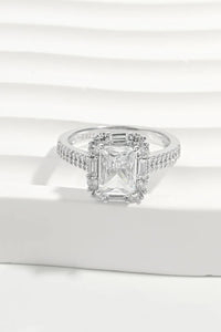 925 Sterling Silver Inlaid Zircon Square Ring - Coolpeacock