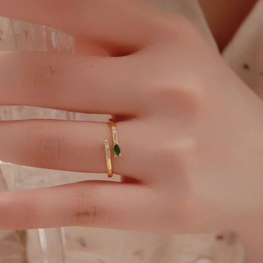 925 Sterling Silver Inland Zircon Open Ring - Coolpeacock