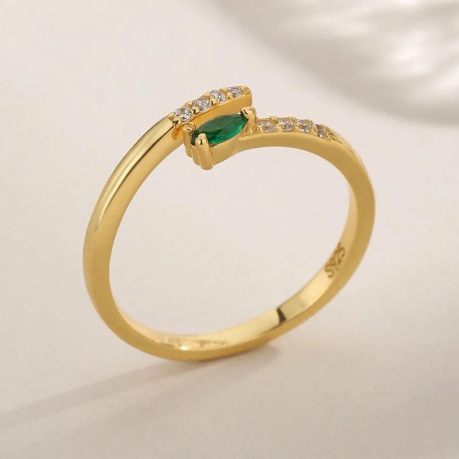 925 Sterling Silver Inland Zircon Open Ring - Coolpeacock