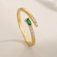925 Sterling Silver Inland Zircon Open Ring - Coolpeacock