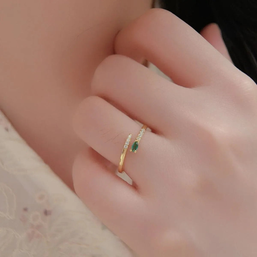 925 Sterling Silver Inland Zircon Open Ring - Coolpeacock