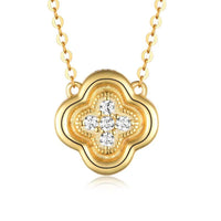 925 Sterling Silver Moissanite Leaf Clover Necklace - Coolpeacock