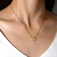 925 Sterling Silver Moissanite Leaf Clover Necklace - Coolpeacock