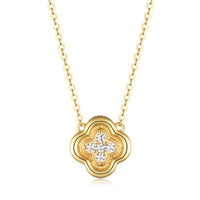 925 Sterling Silver Moissanite Leaf Clover Necklace - Coolpeacock