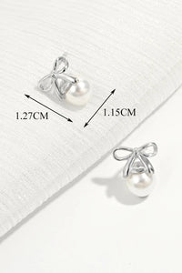 925 Sterling Silver Pearl Bow Earrings - Coolpeacock