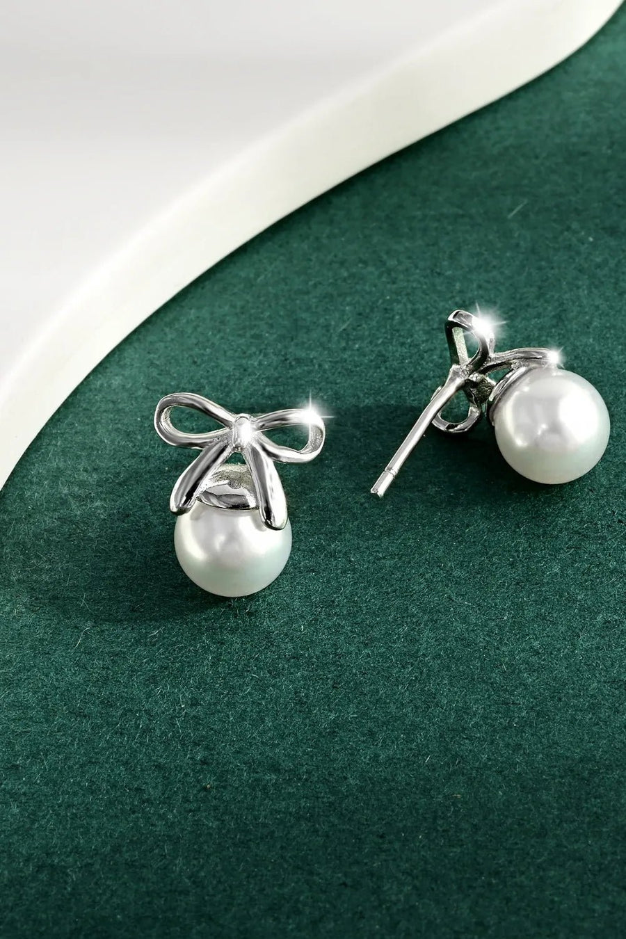 925 Sterling Silver Pearl Bow Earrings - Coolpeacock