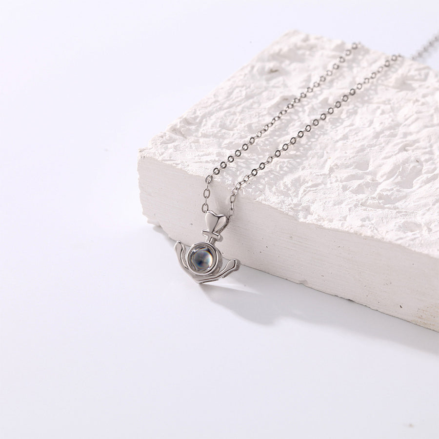 Personalized Anchor Projection Necklace with Heart 925 Sterling Silver