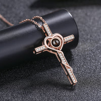 Customized Cross Photo Projection Necklace 925 Silver