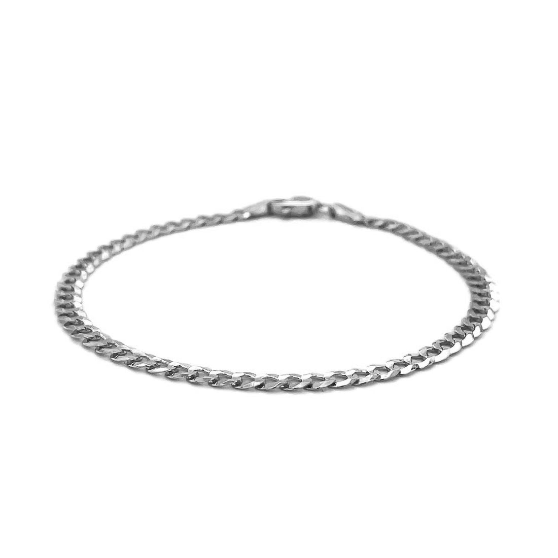 14k White Gold Solid Curb Bracelet (3.60 mm)