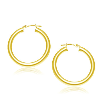 14k Yellow Gold Polished Hoop Earrings (4x30 mm)