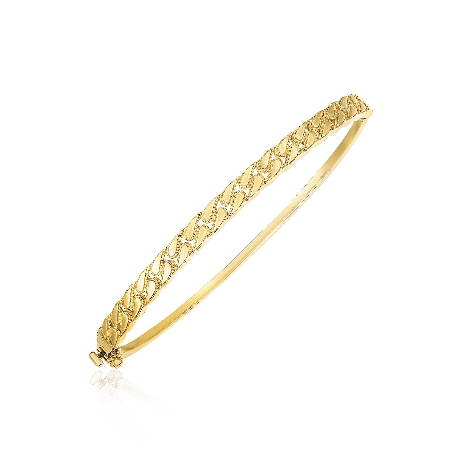 14k Yellow Gold High Polish Cuban Chain Link Bangle (4.60 mm)