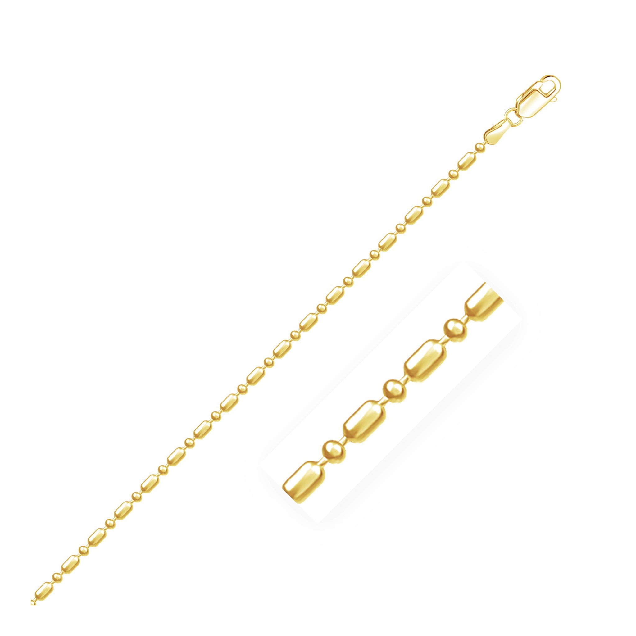 14k Yellow Gold Diamond-Cut Alternating Bead Chain (1.30 mm)