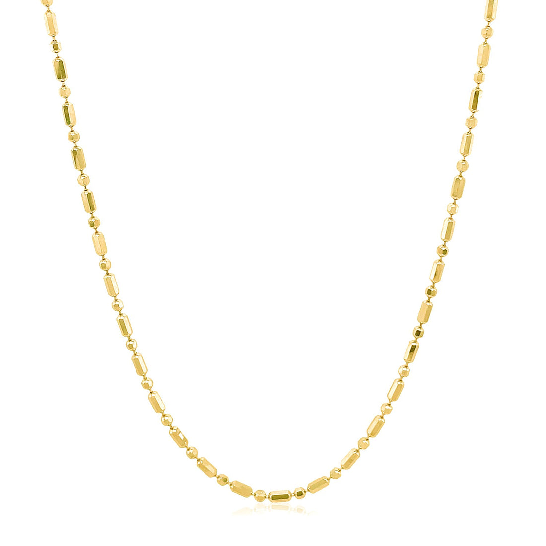 14k Yellow Gold Diamond-Cut Alternating Bead Chain (1.30 mm)