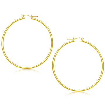 14k Yellow Gold Polished Hoop Earrings (2x55mm)