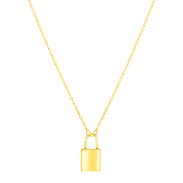 14k Yellow Gold Padlock Necklace