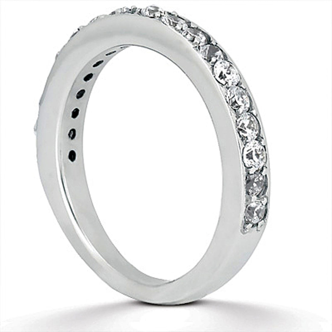 14k White Gold Pave Diamond Wedding Ring Band Set 1/2 Around