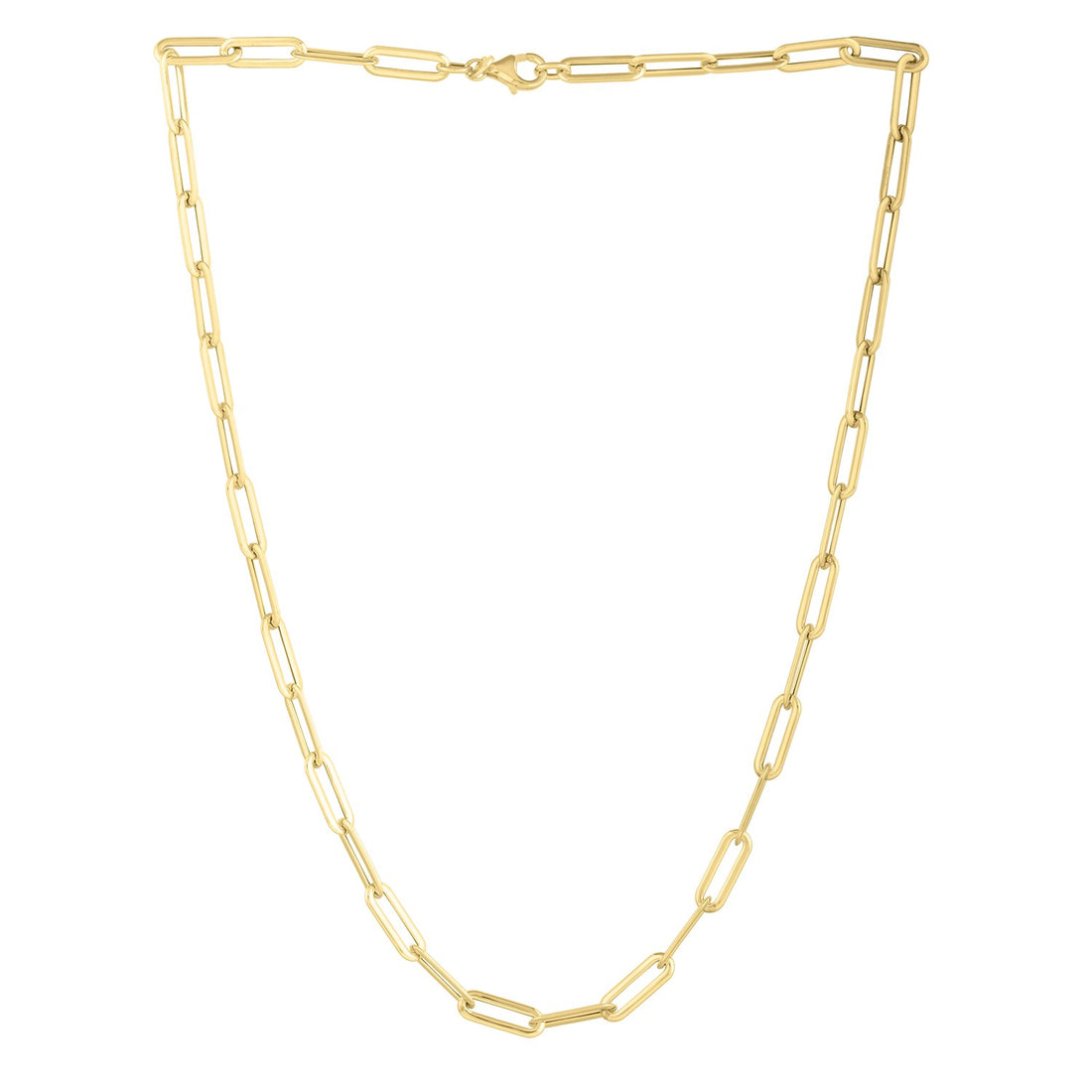 14k Yellow Gold Long Domed Paperclip Chain Necklace (4.80 mm)