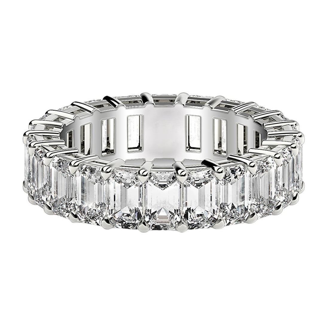 Emerald Cut Lab Grown Diamond Eternity Ring in 14k White Gold (5 cttw FG/VS2)