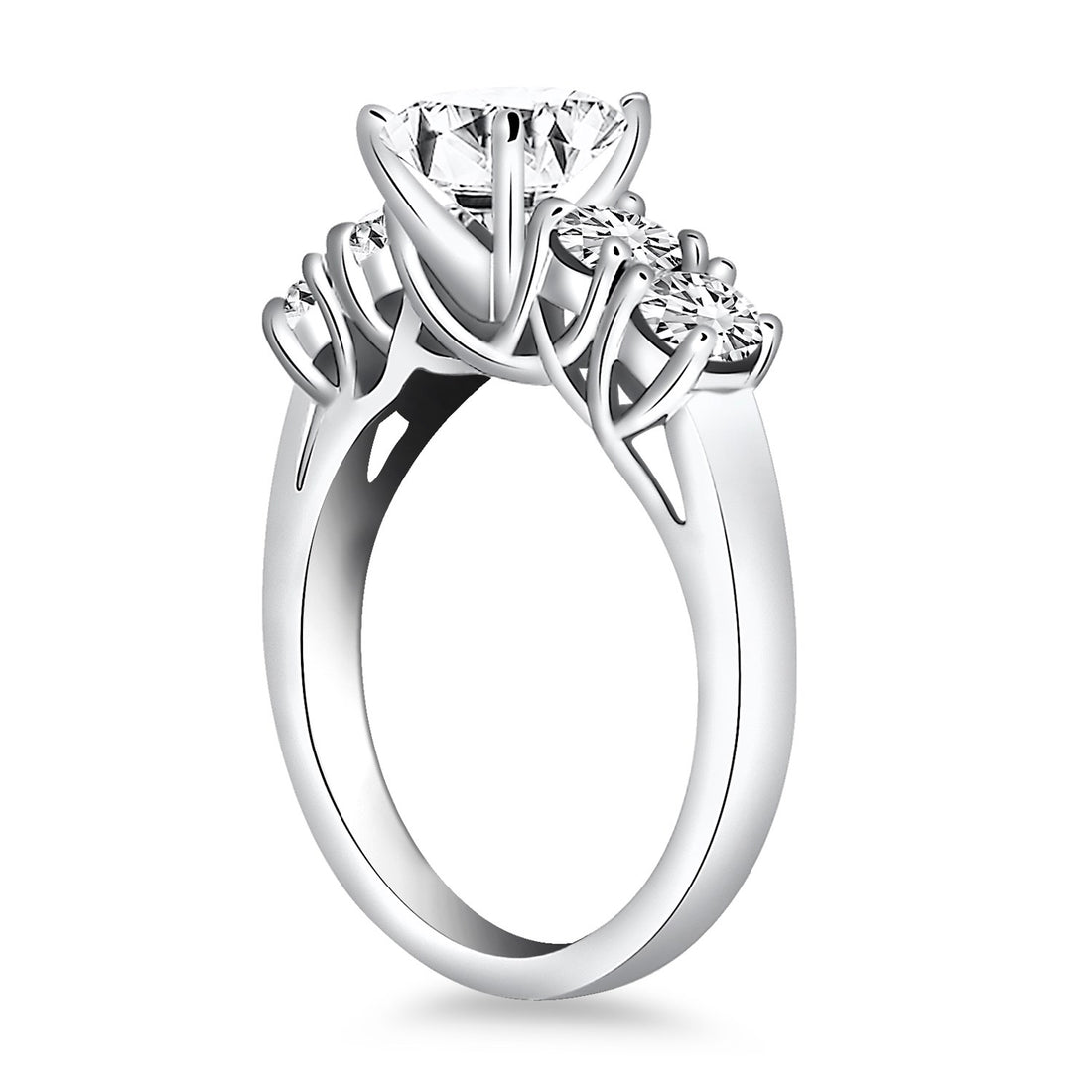 14k White Gold Five Stone Diamond Trellis Engagement Ring