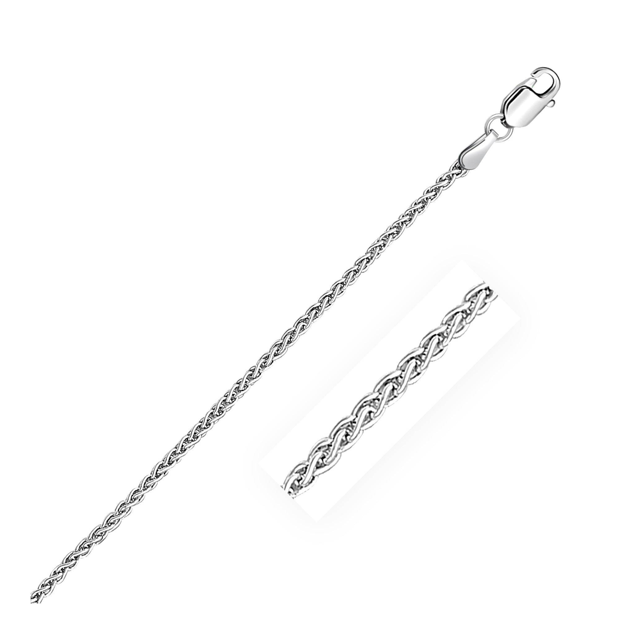 14k White Gold Round Wheat Chain (2.10 mm)