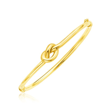 14k Yellow Gold Bangle Bracelet with Polished Knot (9.50 mm)