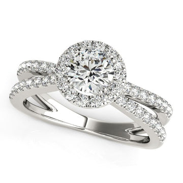 14k White Gold Diamond Engagement Ring with Split Shank Design (1 1/2 cttw)