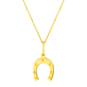 14K Yellow Gold Necklace with Horseshoe