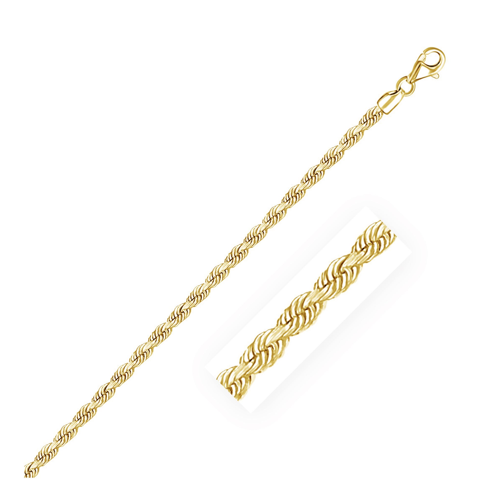 14k Yellow Gold Solid Diamond Cut Rope Chain (3.00 mm)