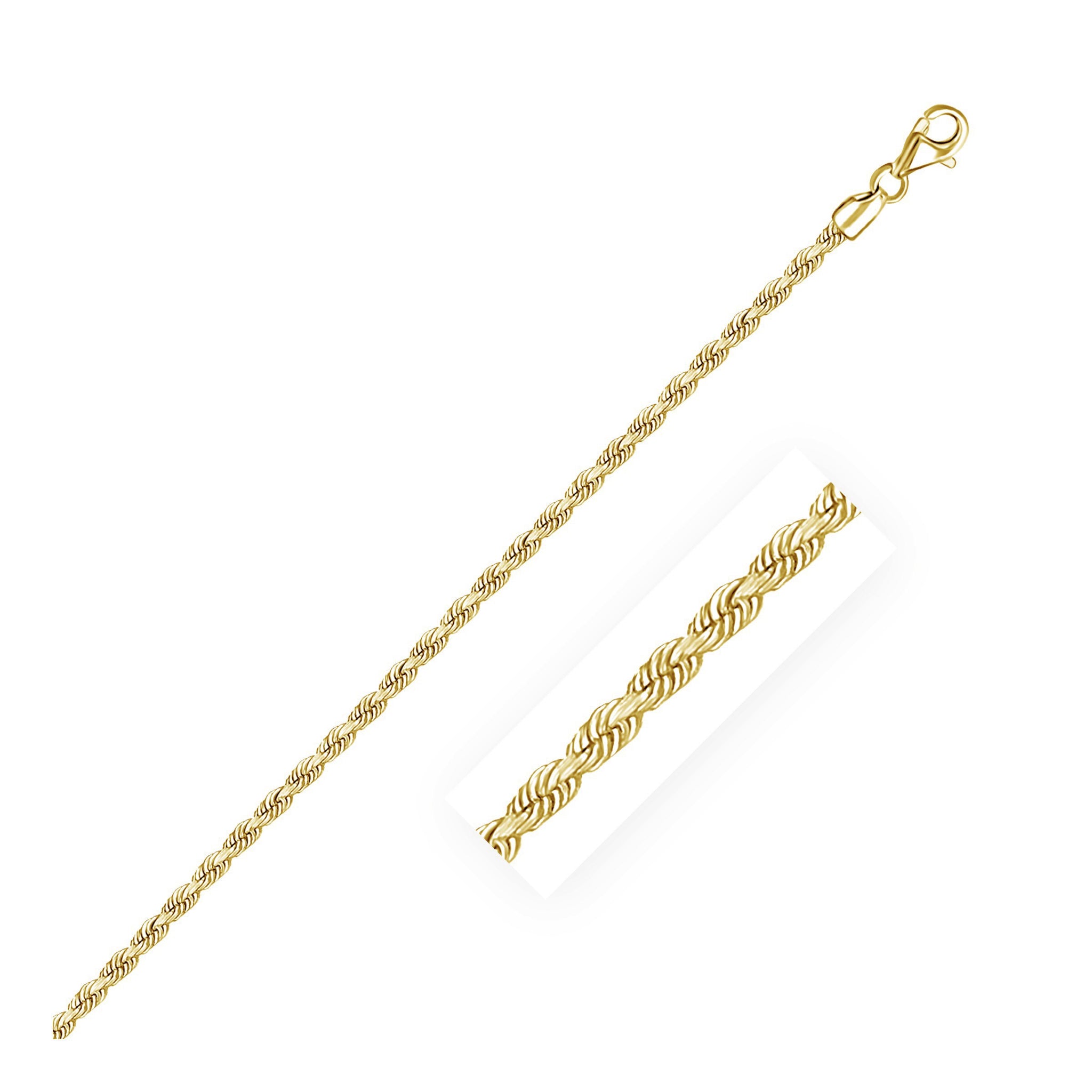 10k Yellow Gold Solid Diamond Cut Rope Chain (2.50 mm)