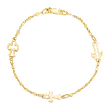 14k Yellow Gold Symbolic Cross Bracelet (6.35 mm)