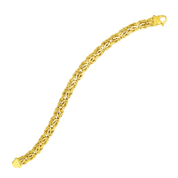 14k Yellow Gold Byzantine Link Stylish Bracelet (9.00 mm)