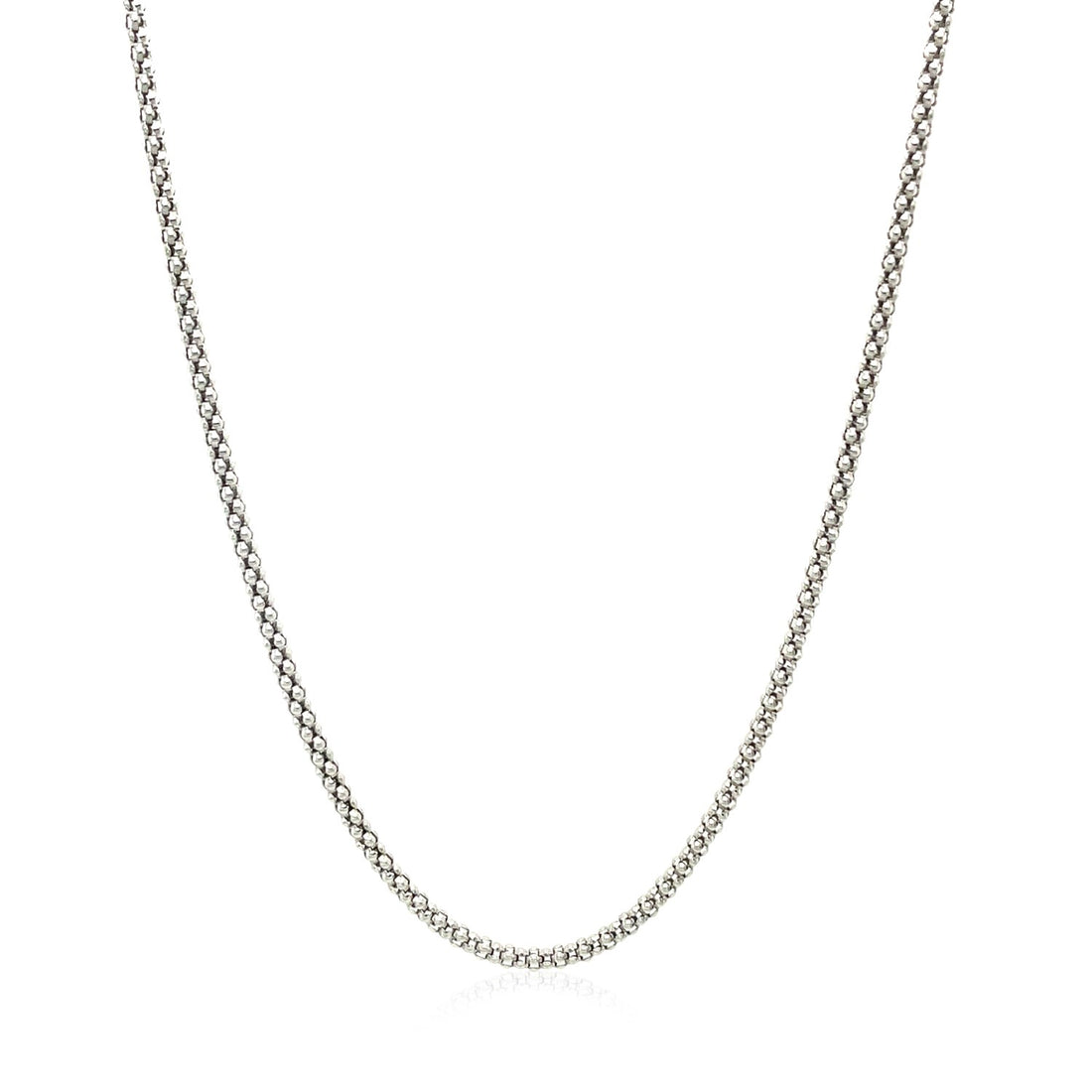 Rhodium Plated 1.8mm Sterling Silver Popcorn Style Chain (1.80 mm)