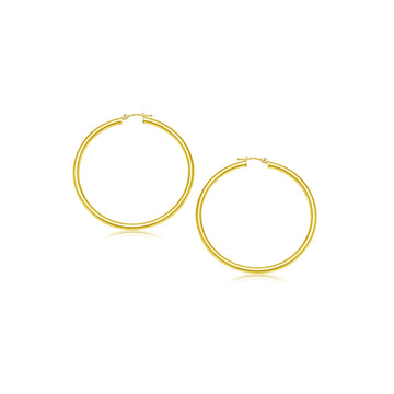 14k Yellow Gold Polished Hoop Earrings (3x20mm)