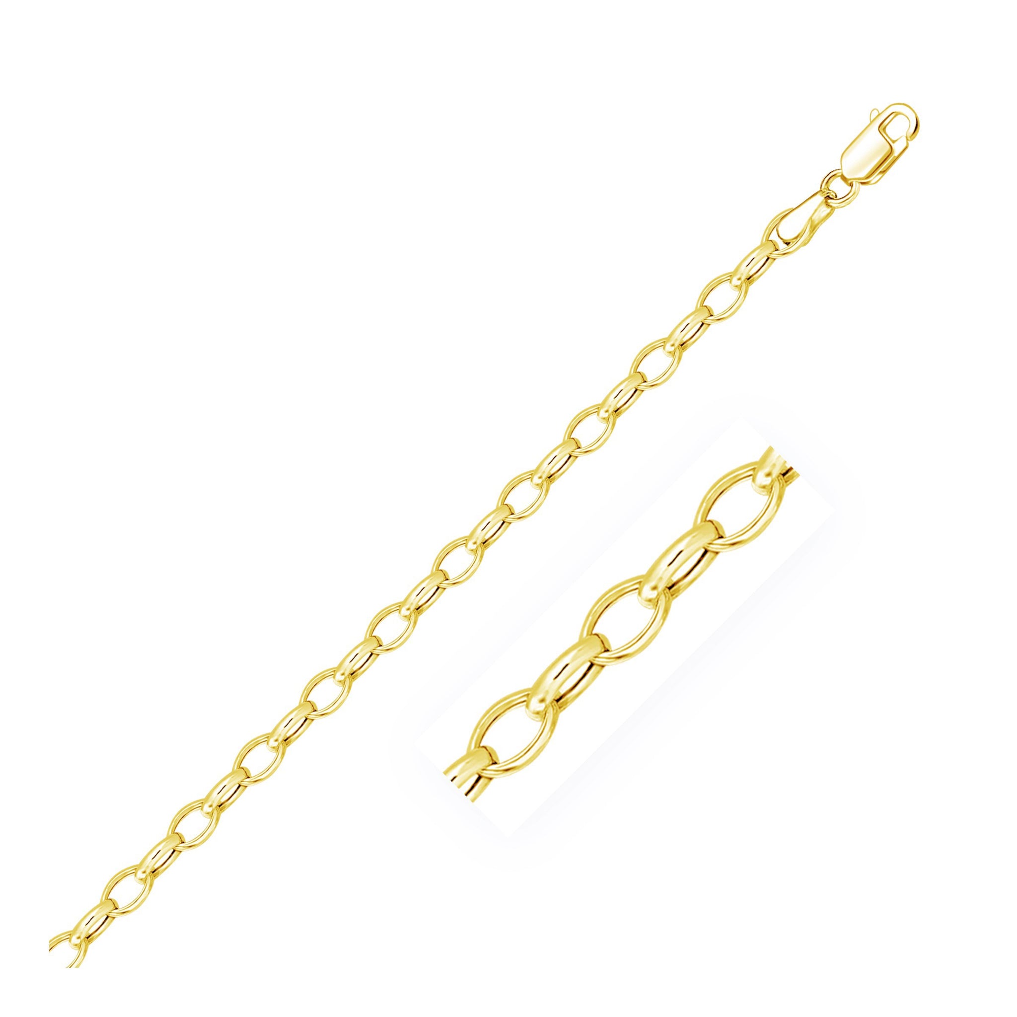 14k Yellow Gold Oval Rolo Bracelet  (4.60 mm)